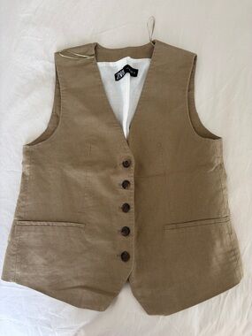 Zara Linen Cotton Vest Size Small